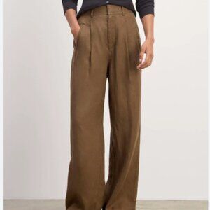 Everlane Way High Drape Linen Pant Cocoa 8